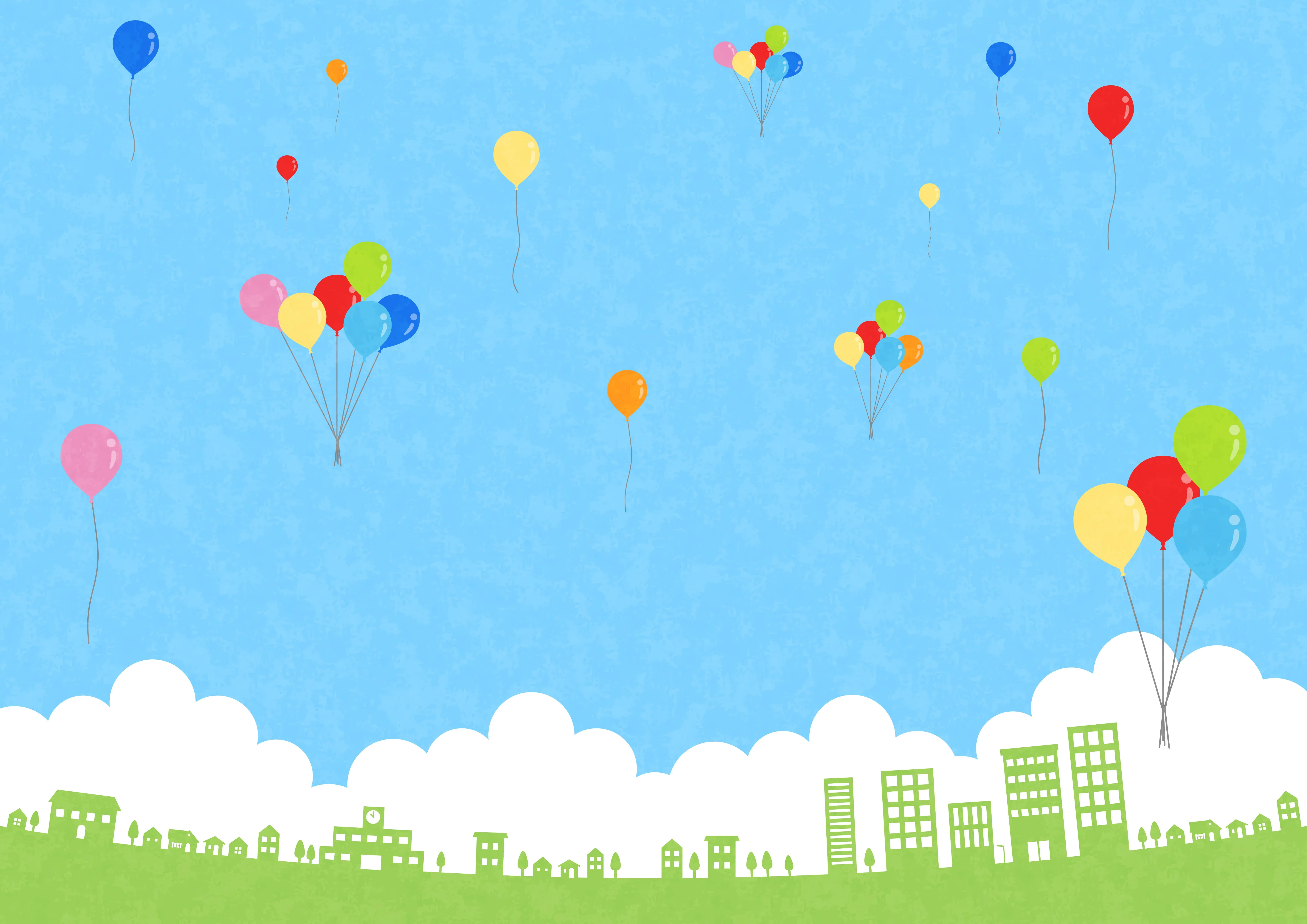 Eine Hand lässt bunte Luftballons in den Himmel steigen, die Freude und Glück symbolisieren und Freiheit bedeuten.